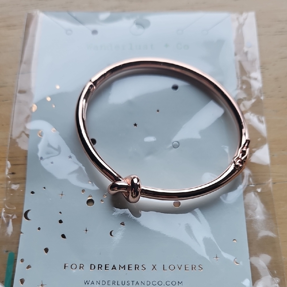 Wanderlust + Co Rose Gold Knot Bangle